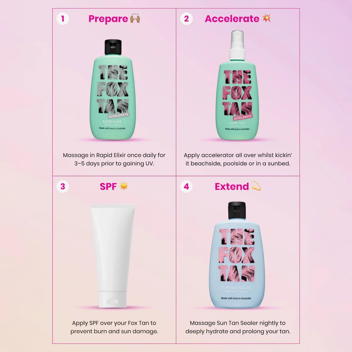 THE FOX TAN alongside Rapid Elixir showing complementary pairing