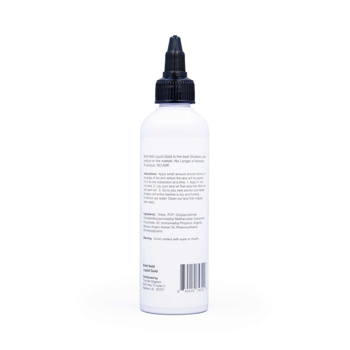 The Hair Diagram ingredients label emphasizing alcohol-free, non-toxic claim