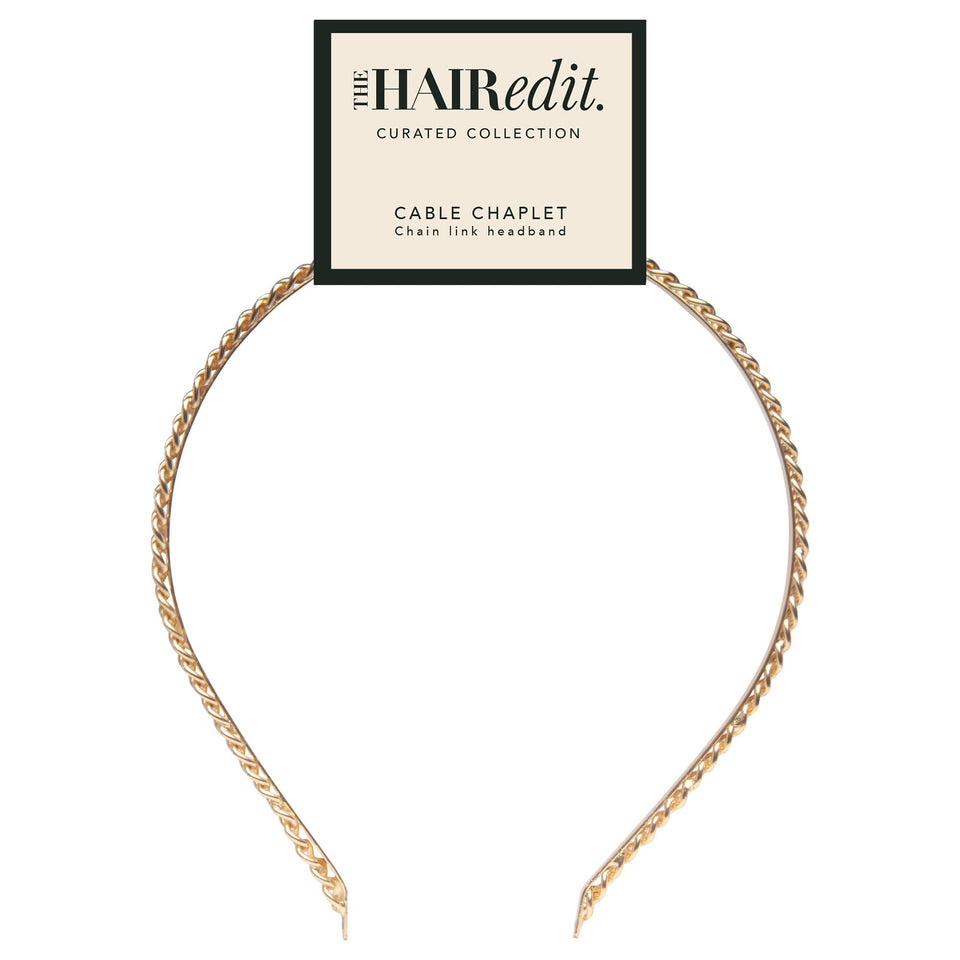 The Hair Edit gold cable front view showing slim profile and sleek finish