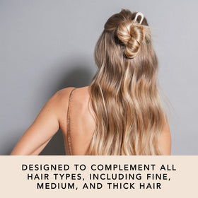 The Hair Edit in-use securing a low chignon benefit: quick polished hairstyle