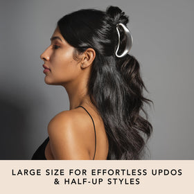 The Hair Edit close-up of matte silver finish highlighting refined texture and elegance