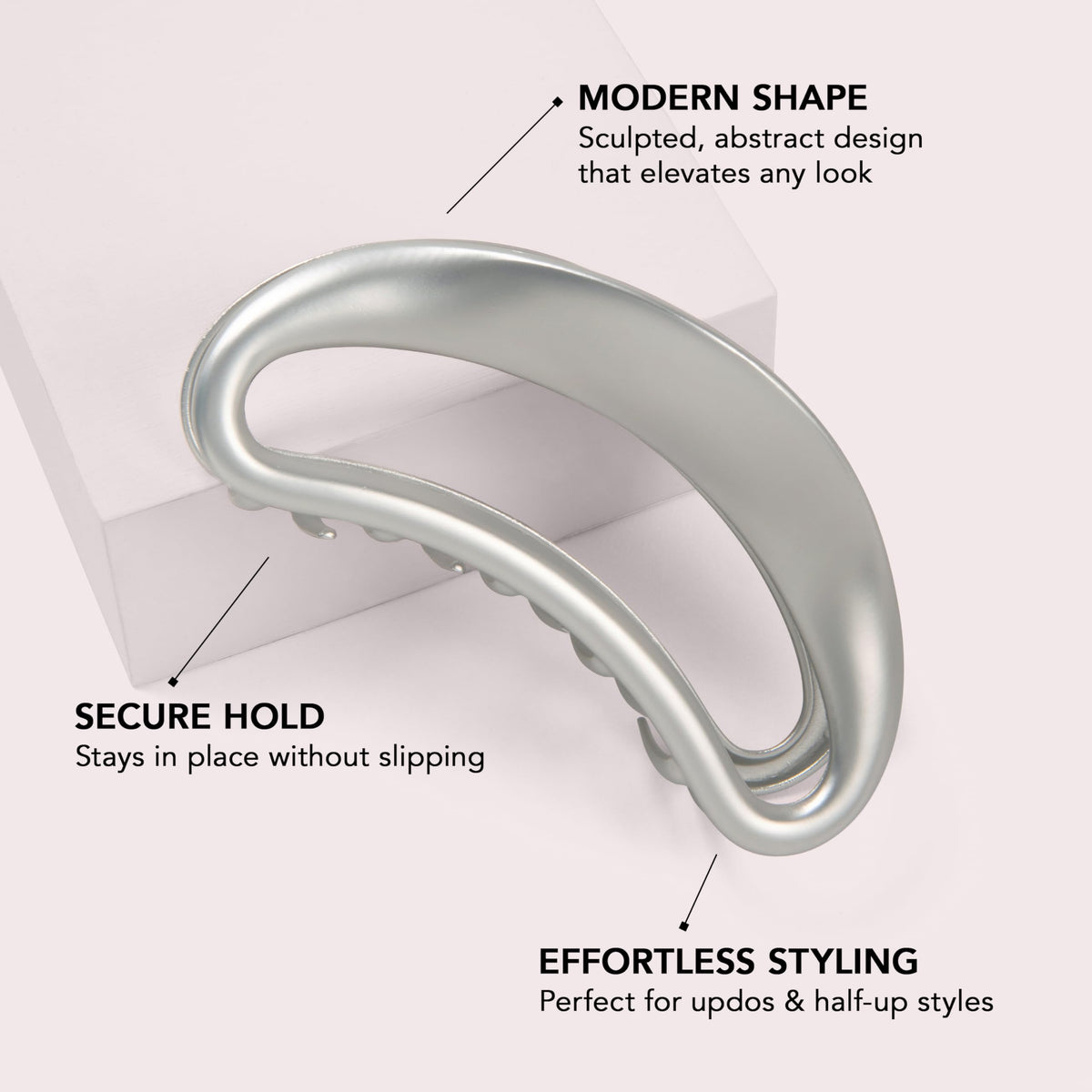 The Hair Edit side profile showing clip curvature and strong spring for reliable grip