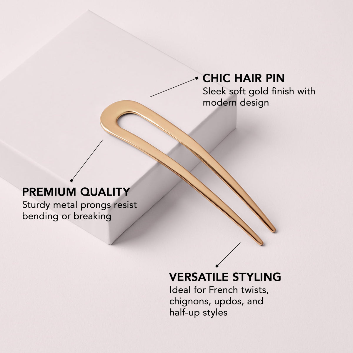 The Hair Edit soft gold finish texture and shine benefit: snag-free smooth slide