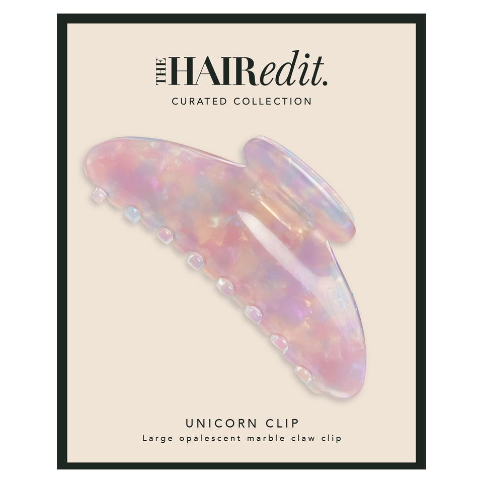 The Hair Edit Unicorn Clip front view showing elegant opalescent finish and secure hold
