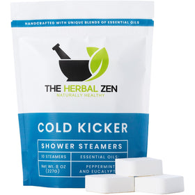 the herbal zen front packaging showing peppermint eucalyptus blend and benefits