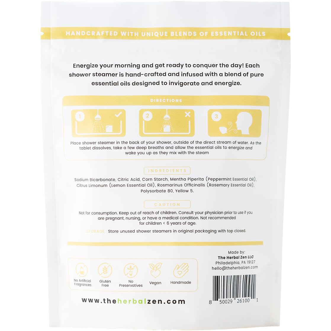 The Herbal Zen peppermint and lemon oils beside tablets showing natural scent benefit