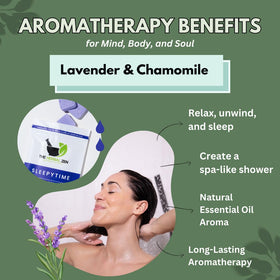 The Herbal Zen steamer dissolving in shower steam releasing calming lavender vapor
