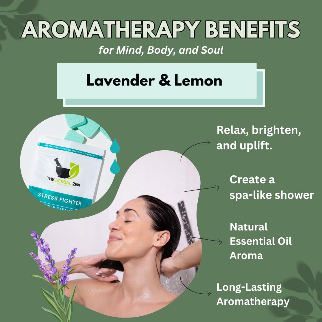 The Herbal Zen tablet dissolving in shower steam demonstrating quick aromatherapy