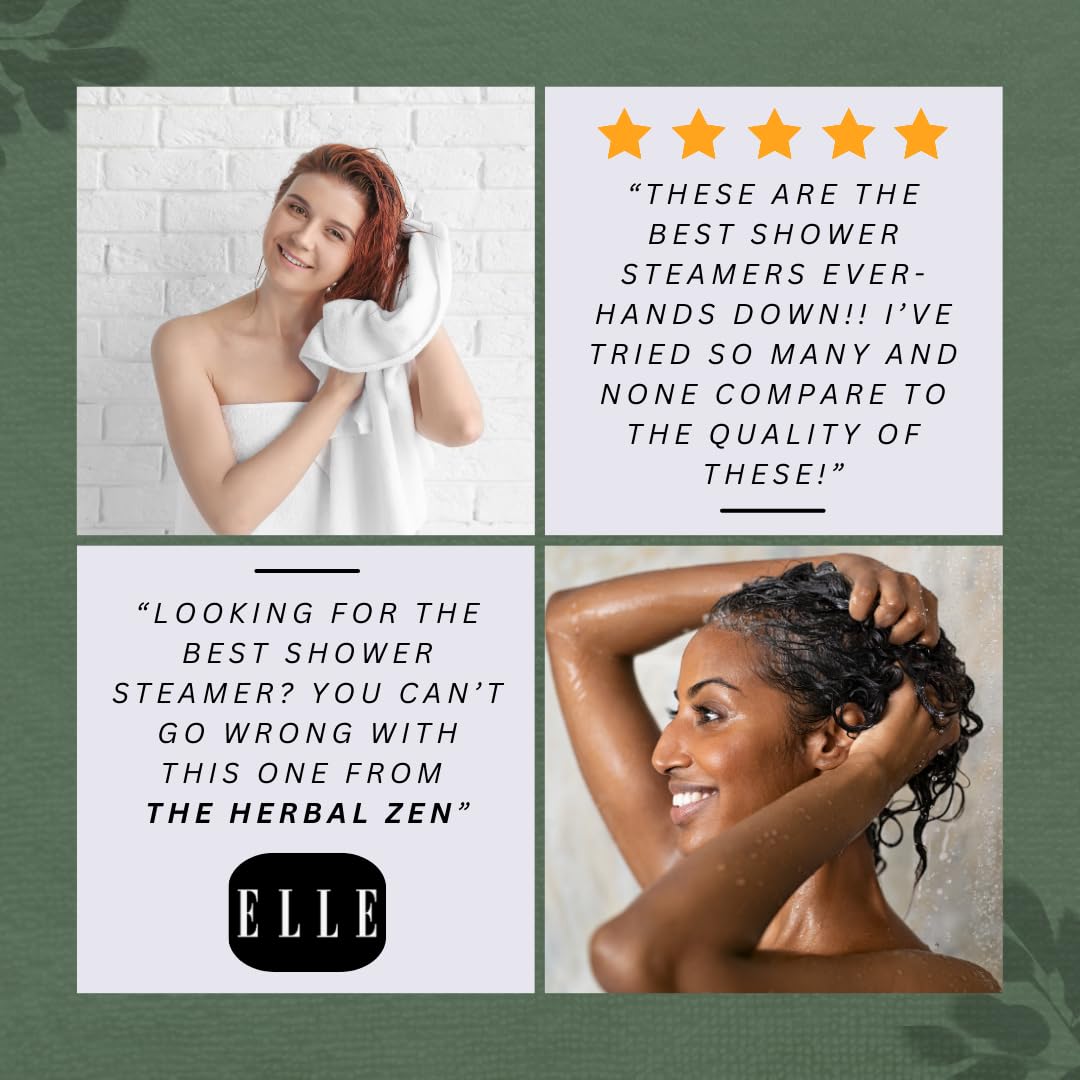 The Herbal Zen tablet releasing steam in a shower for instant refreshment