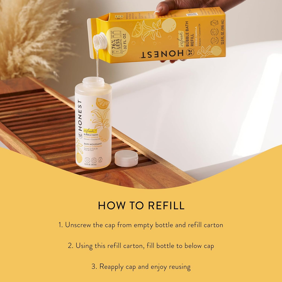 The Honest Company parent and baby in tub showcasing gentle formula and calming bath time