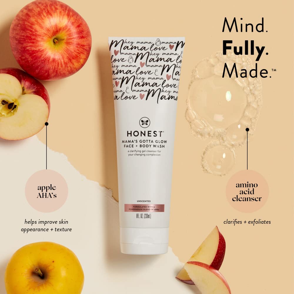 The Honest Company Glow On Body Cream tube label visible highlighting hydrating benefits
