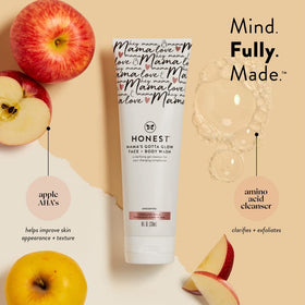 The Honest Company Glow On Body Cream tube label visible highlighting hydrating benefits