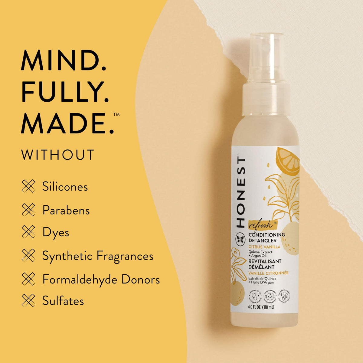 The Honest Company label close-up highlighting natural ingredient callouts