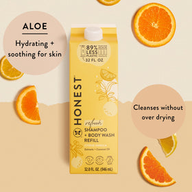 Close-up of The Honest Company Citrus Vanilla label highlighting natural extracts