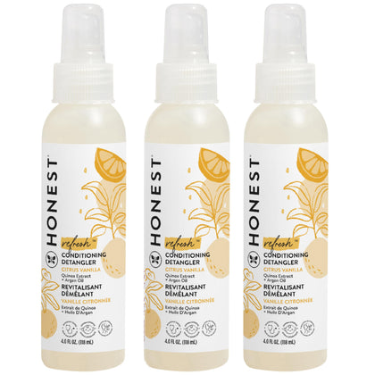 The Honest Company bottle front view showing Refresh scent and benefits