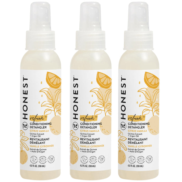The Honest Company bottle front view showing Refresh scent and benefits