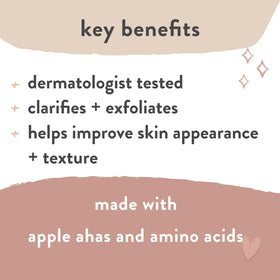 The Honest Company apple AHA ingredient visual highlighting natural exfoliation benefit