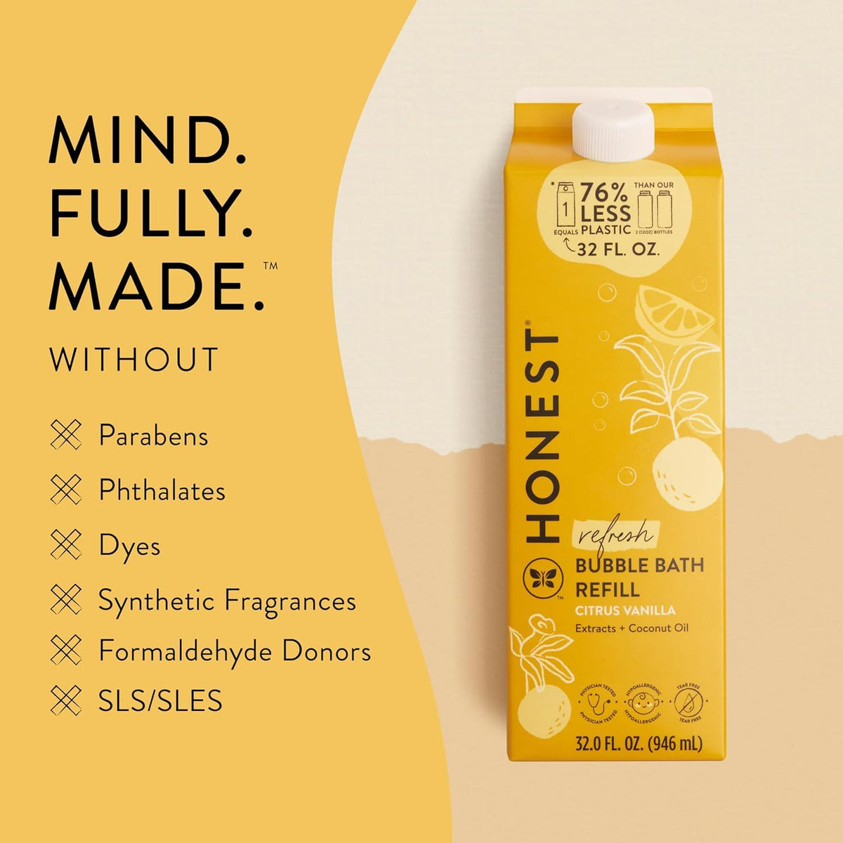 The Honest Company ingredient label close-up showing naturally derived ingredients and transparency
