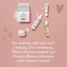 The Honest Company bottle on bathroom shelf, part of daily post-shower routine