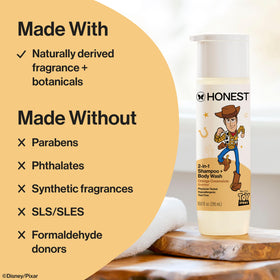 The Honest Company pouring bottle into hand for easy one‑step use benefit