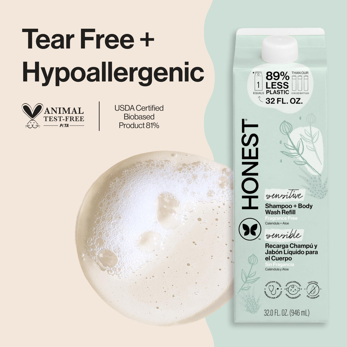 The Honest Company refill carton highlighting reduced-plastic sustainability