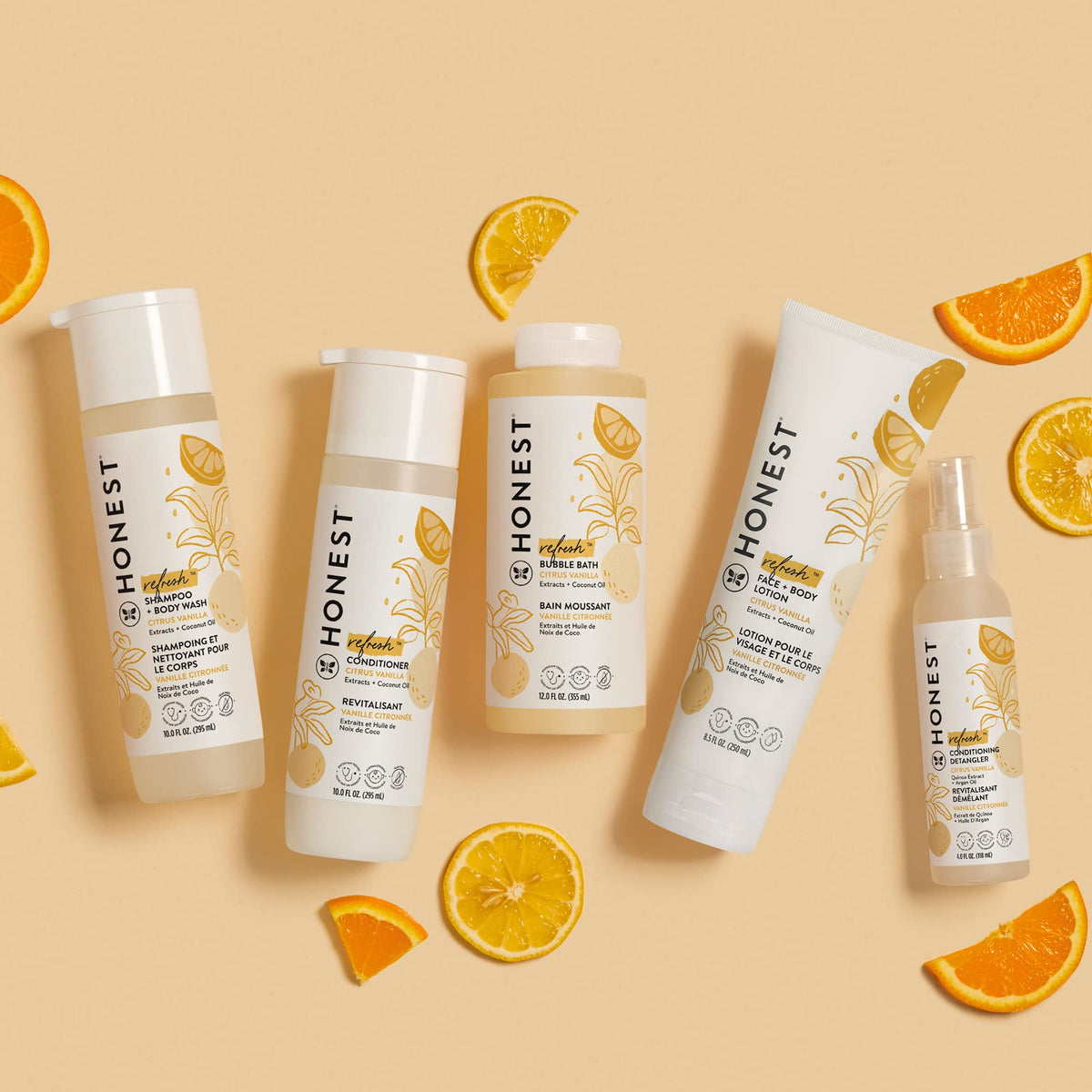 The Honest Company bottle in hand showing 4 fl oz travel-friendly size