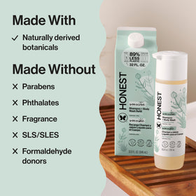 The Honest Company creamy texture close-up showing gentle lather