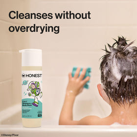 The Honest Company creamy lather texture demonstrating gentle cleansing