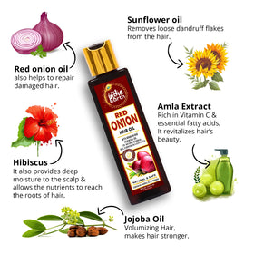 The Indie Earth ingredients layout with red onion, argan and jojoba highlighting natural blend