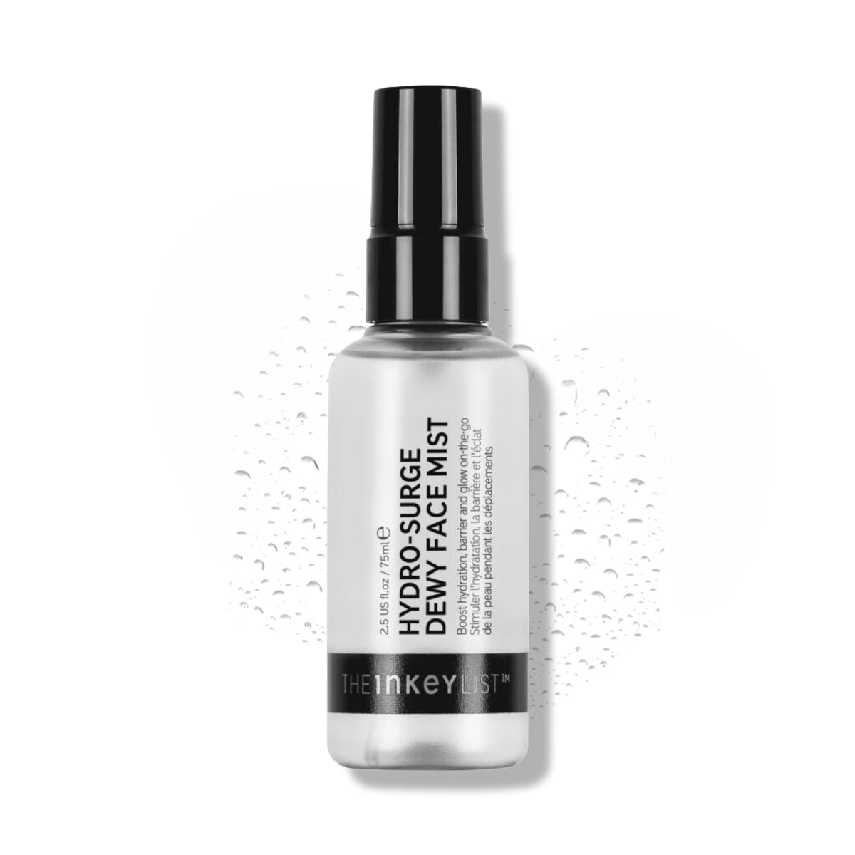 The INKEY List front packaging showing dewy face mist benefits
