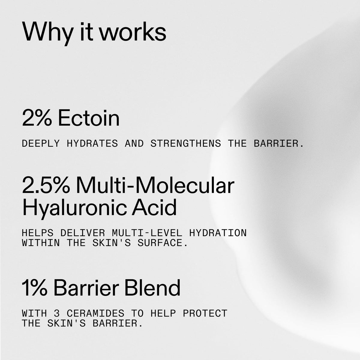 Close-up of The INKEY List ingredient panel and label showing ectoin, hyaluronic acid and barrier complex