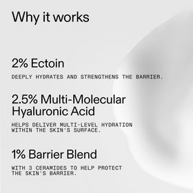 Close-up of The INKEY List ingredient panel and label showing ectoin, hyaluronic acid and barrier complex
