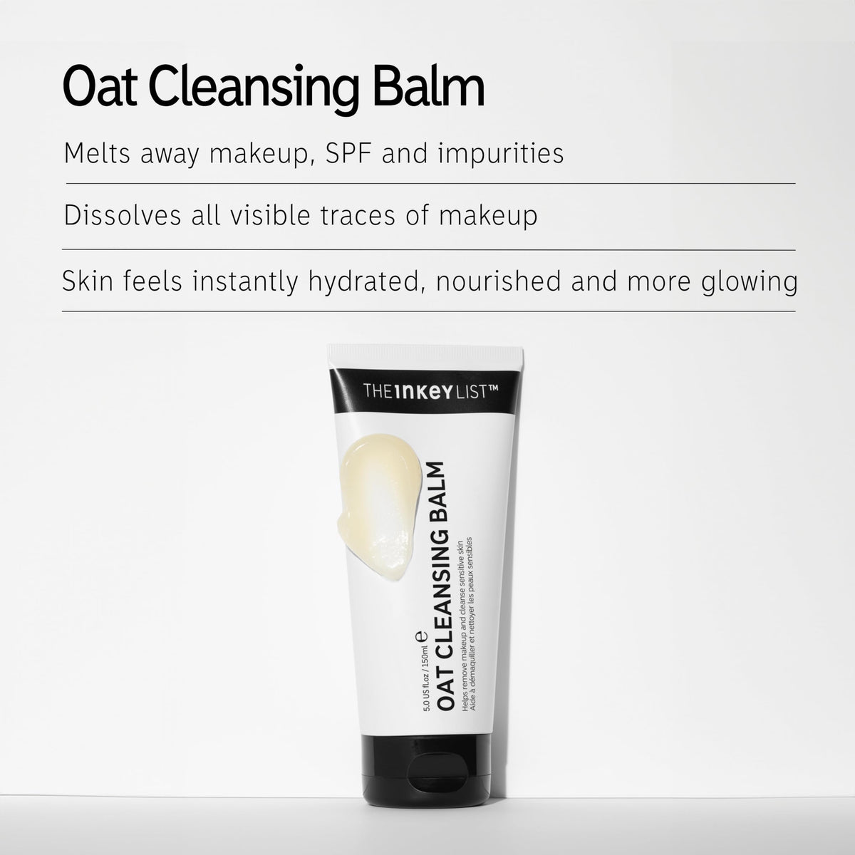 The INKEY List balm open showing smooth oat-rich texture for nourishing cleanse