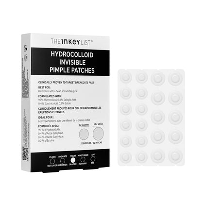 The INKEY List front packaging showing individual pimple patches and brand logo for easy identification