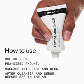 The INKEY List peptide moisturizer being smoothed onto skin to show quick absorption and comfort