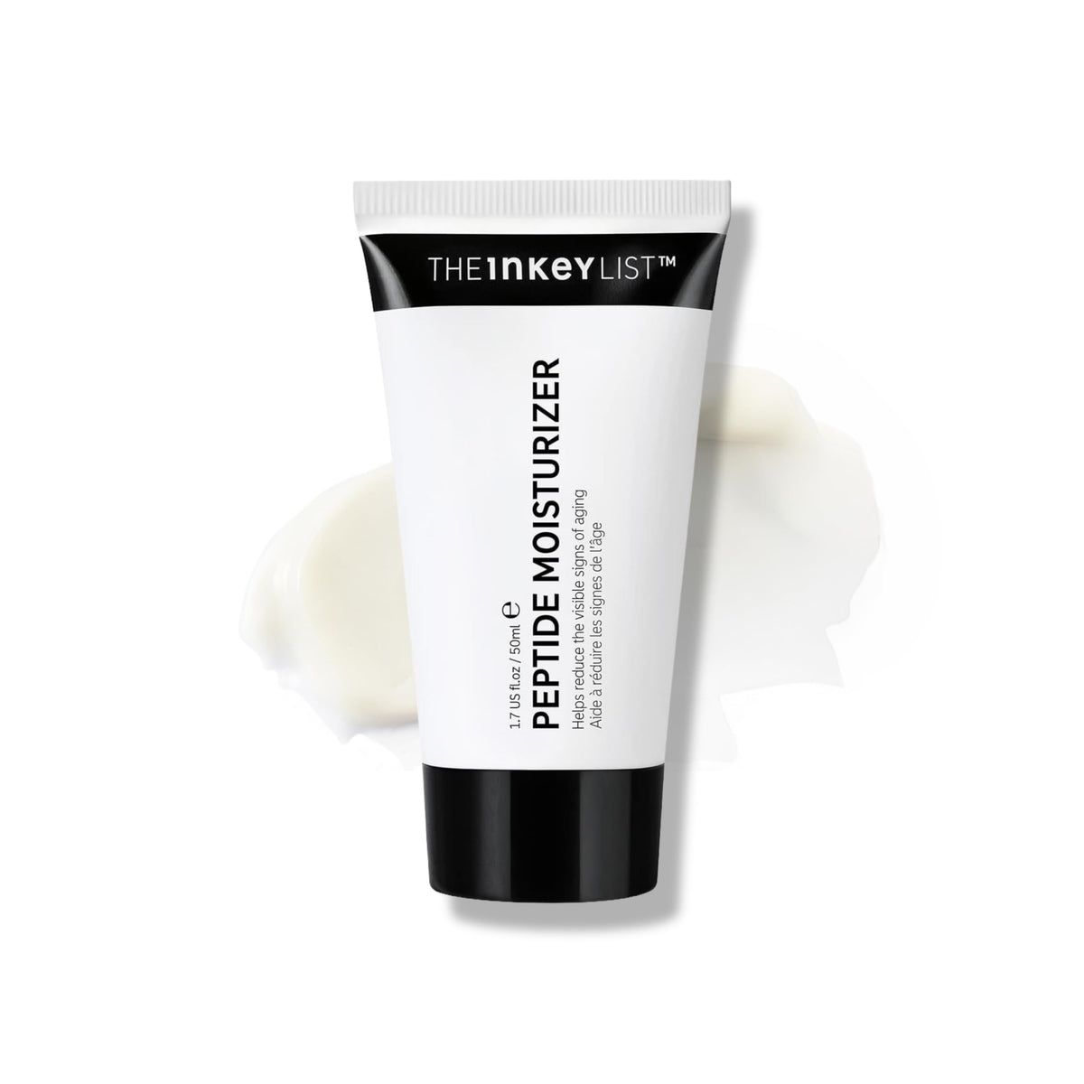 The INKEY List peptide moisturizer front packaging showing product and benefit of hydration