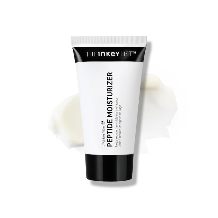 The INKEY List peptide moisturizer front packaging showing product and benefit of hydration