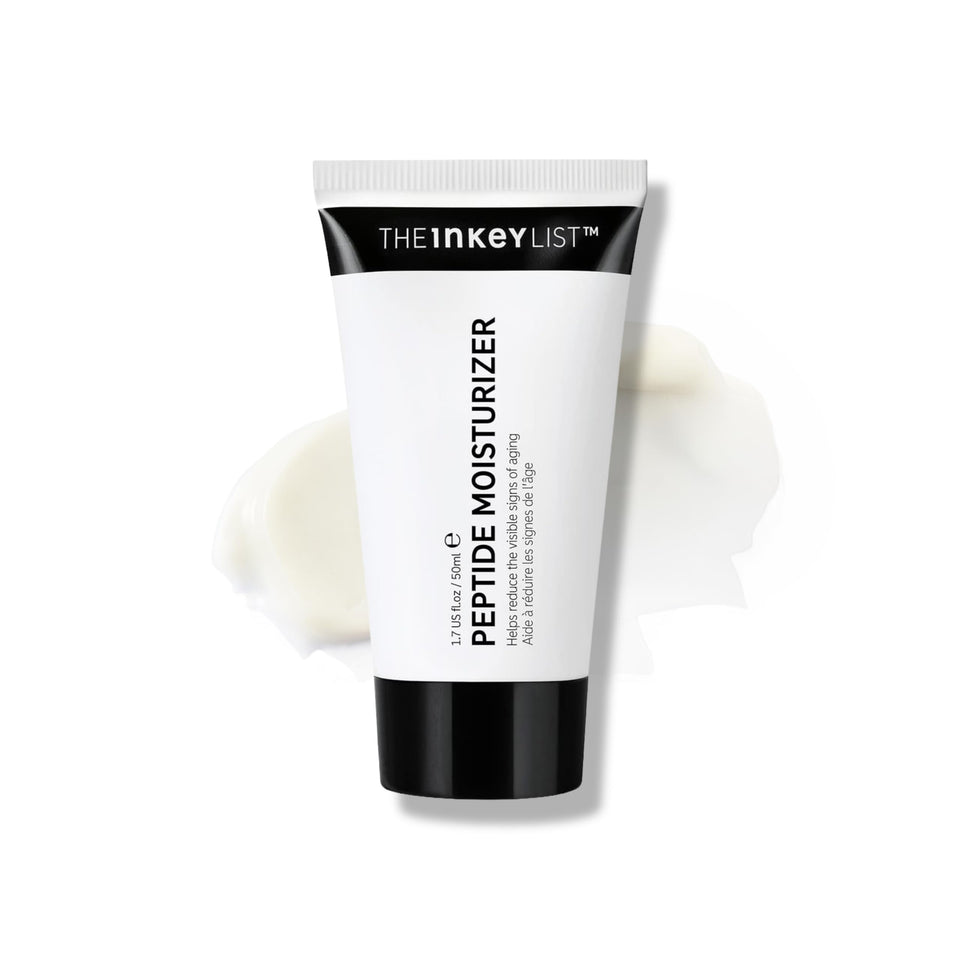 The INKEY List peptide moisturizer front packaging showing product and benefit of hydration