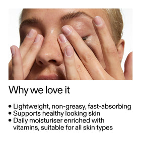 The INKEY List cream texture on fingertip, shows lightweight absorbency benefit