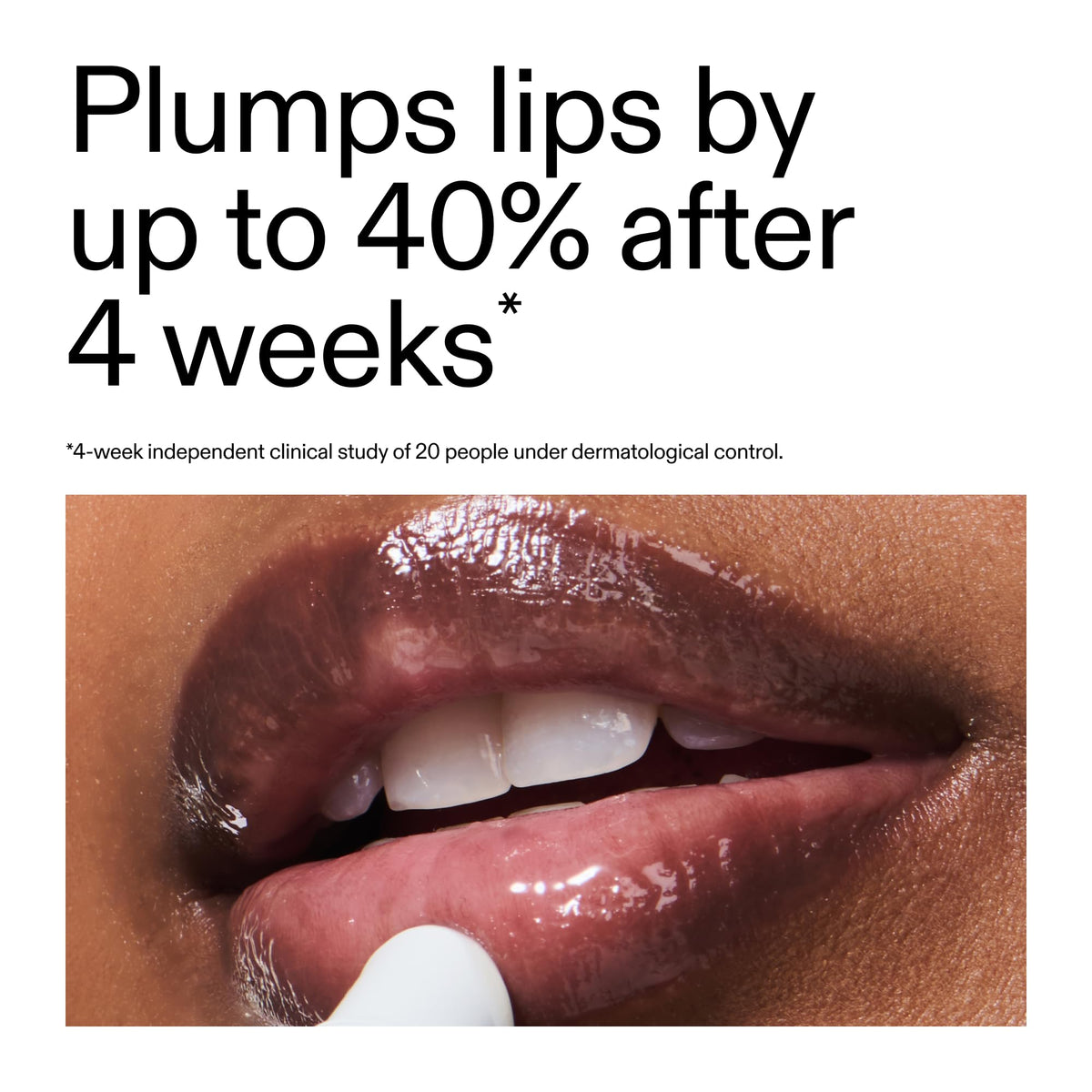 The INKEY List balm applied on lips showing subtle pink tint and volume