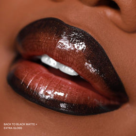 The Lip Bar layered with gloss showing versatile matte-to-shine styling