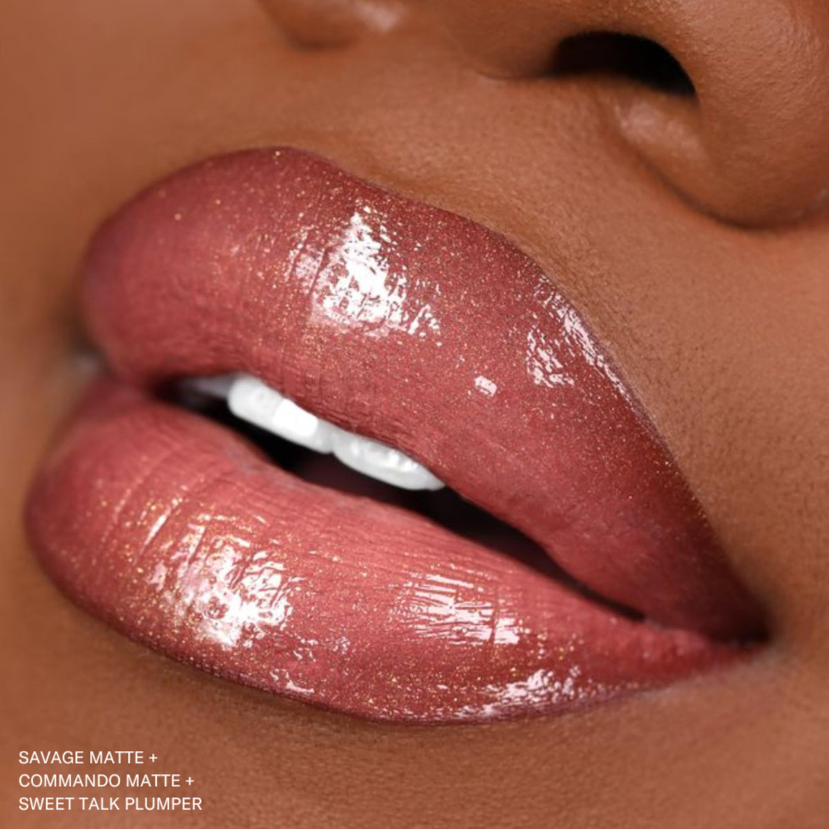 The Lip Bar Commando lifestyle flatlay showing makeup bag-ready everyday nude