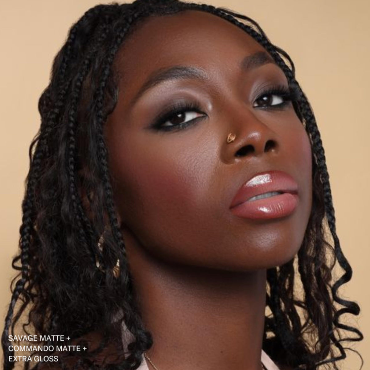 The Lip Bar Commando with Juicy Pout Duo showing prepped lips for flawless application