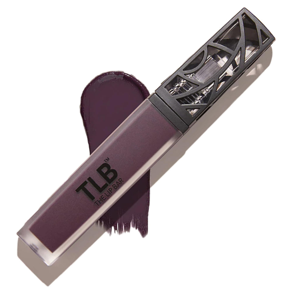 The Lip Bar front packaging showing Drama Queen deep eggplant and bold color payoff