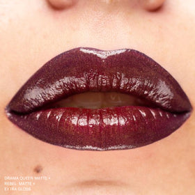 The Lip Bar Rebel worn in a glam lifestyle scene showing bold, confident wear