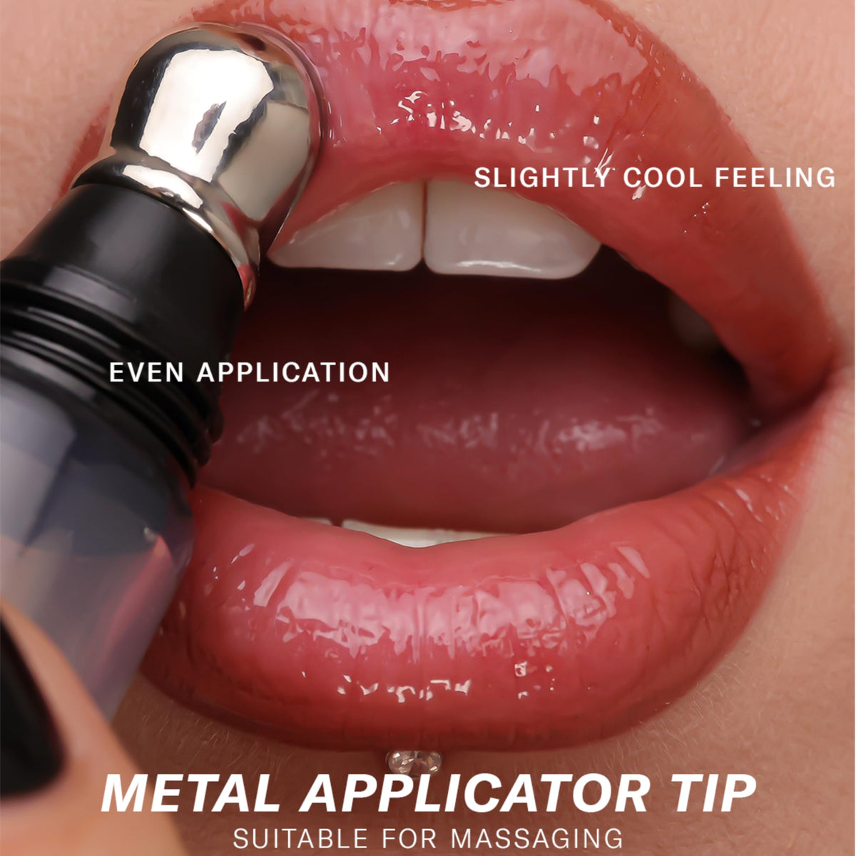 The Lip Bar shine before and after comparison showing amplified reflective finish benefit