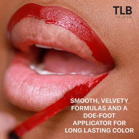 Close-up texture of The Lip Bar liquid matte highlighting smooth glide and velvety finish