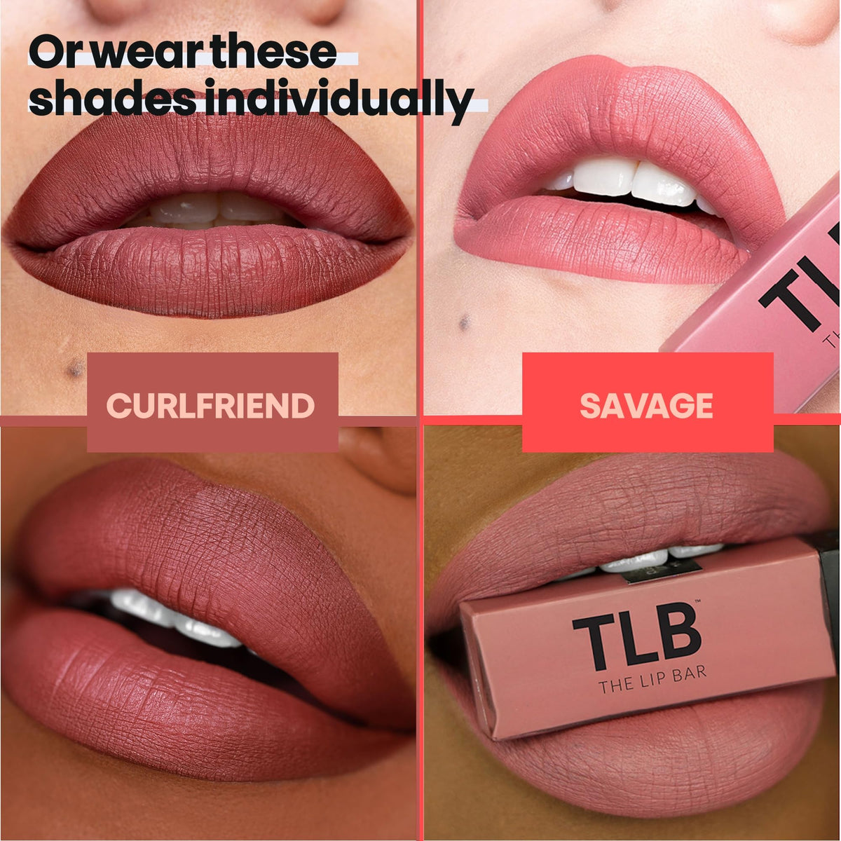 The Lip Bar Savage chocolate red-brown swatch on skin showing rich pigment and even coverage