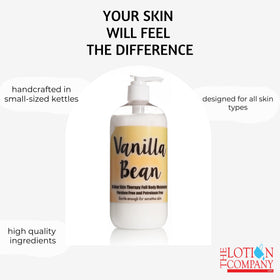 The Lotion Company bottle staged on bathroom shelf illustrating everyday skincare use