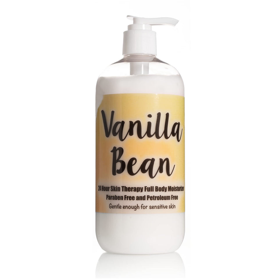 The Lotion Company front packaging showing vanilla bean pump and label for quick identification